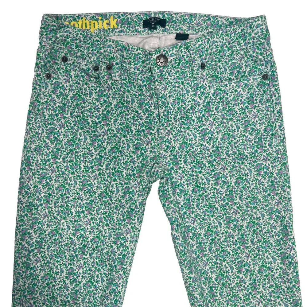 J.Crew Toothpick Floral Skinny Jeans Size 25 Stretch Ankle Pants